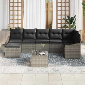 vidaXL Σετ Καναπέ με μαξιλάρι 8 pcs Γκρι συνθετικό ρατάν