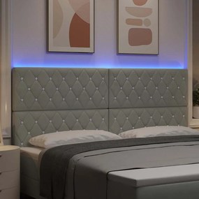 vidaXL Κεφαλάρι LED με φώτα λωρίδας LED Ανοιχτό γκρι 100 cm Βελούδο