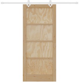 vidaXL Συρόμενη Πόρτα  με Σετ Εξαρτημάτων 86x198.5 cm από Σταθερό Ξύλο Πεύκου