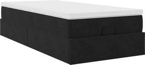 vidaXL Οθωμανικό κρεβάτι με στρώμα Μαύρο 80x200cm Velvet