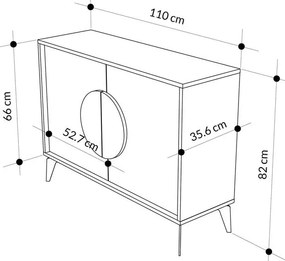 Μπουφές Gora σε απόχρωση ανοιχτό καρυδί 110x35.6x82εκ 110x35.6x82 εκ.