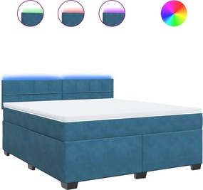 vidaXL Κρεβάτι Boxspring με Στρώμα Μπλε 180x200 εκ. Βελούδινο