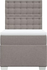 vidaXL Κρεβάτι Boxspring με Στρώμα Taupe 90x190 εκ.Υφασμάτινο