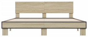 vidaXL Πλαίσιο Κρεβατιού Sonoma Δρυς 180x200 εκ. Επεξ. Ξύλο & Μέταλλο