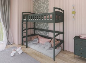 Υπερυψωμένο Κρεβάτι Mia από μασίφ ξύλο Graphite 90×200cm