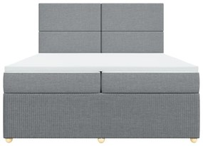 vidaXL Κρεβάτι Boxspring με Στρώμα Ανοιχτό Γκρι 200x200 εκ. Υφασμάτινο