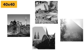 Σετ εικόνων της πόλης σε ένα ενδιαφέρον σχέδιο - 4x 60x60