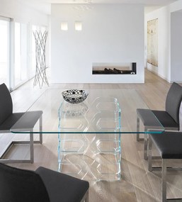 Τραπέζι Glenn 180x110x77 - Extralight clear curved glass