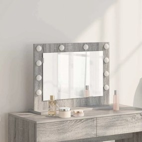 vidaXL Καθρέφτης Vanity  Γκρι Sonoma MDF, Γυαλί 60 x 45 x 18 εκ.