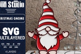 Σετ των 2 Intra απο ξύλο plywood 3mm-4mm πάχος Χριστουγεννιάτικο Gnome πολυστρωματικό χαρτί κοπής Δίασταση 1200x1200 cm INTRAFABR-73249860