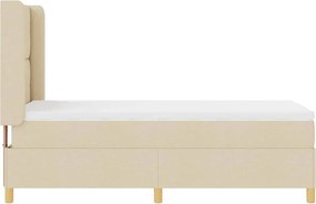 vidaXL Κρεβάτι με ελατήρια με στρώμα Κρεμ 100 x 200 cm ύφασμα