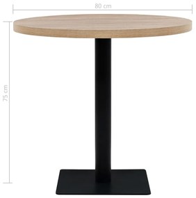 vidaXL Τραπέζι Bistro Στρογγυλό Χρώμα Δρυός 80 x 75 εκ. MDF / Ατσάλι