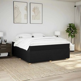 vidaXL Κρεβάτι Boxspring με Στρώμα Μαύρο 180x200 εκ. Υφασμάτινο