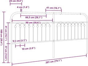 vidaXL Ανταλλακτικό κεφαλάρι Λευκό 200 εκ. Μεταλλικό