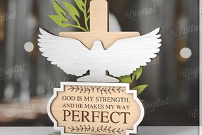 Σετ των 2 Intra απο ξύλο plywood 3mm-4mm πάχος 3D Χριστιανική όρθια διακόσμηση με λέιζερ Δίασταση 30x20 cm INTRAFABR-119722478