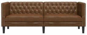 vidaXL Καναπές Chesterfield 3θέσιος Καφέ δέρμα Faux Suede Brown