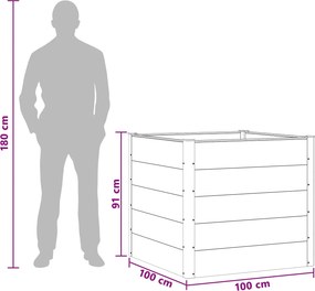 vidaXL Υπερυψωμένη Ζαρντινιέρα Καφέ 100 x 100 x 91 cm