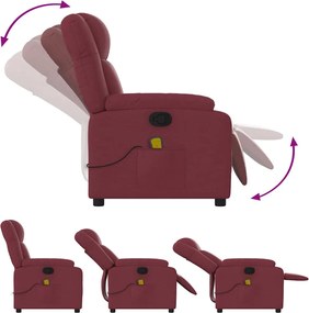 vidaXL Πολυθρόνα Μασάζ Ανακλινόμενη Μπορντό Υφασμάτινη