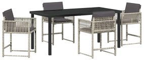 vidaXL Σέτ φαγητού για κήπο 5 pcs Ανοιχτό γκρι συνθετικό ρατάν