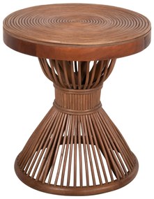 Τραπεζάκι σαλονιού Βοηθητικό CIRCE Φυσικό Rattan σε Καφέ Φ40x45,5Υεκ. 40x40x45.5 εκ.