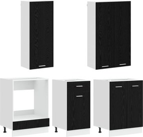 vidaXL Μονάδα κουζίνας LYON 5 pcs Μαύρη Δρυς Επεξεργασμένο Ξύλο