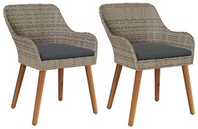 vidaXL Καρέκλα Κήπου 2 pcs Μαύρο 55 x 62.5 x 82 εκ. συνθετικό ρατάν