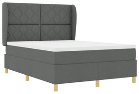 vidaXL Κρεβάτι Box Spring με στρώμα  Σκούρο Γκρι 140x200 εκ. Υφασμα