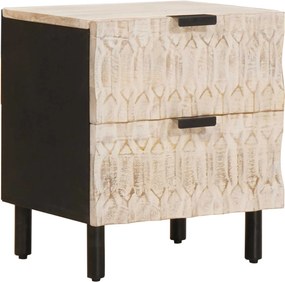 vidaXL Κομοδίνο 2 pcs Λευκό 40 x 33 x 46 εκ. Στερεό ξύλο μάνγκο