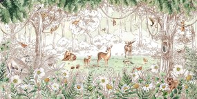 Forest Friends Spring Ταπετσαρια Τοιχου Μπεζ Επιθυμητη Διασταση