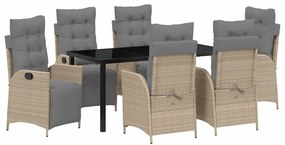 vidaXL Σέτ φαγητού για κήπο 7 pcs Μπεζ Πολυ ράταν