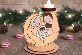 Σετ των 2 Intra απο ξύλο plywood 3mm-4mm πάχος Χριστουγεννιάτικη λαμπάδα | Κηροπήγιο Δίασταση 15x15 cm INTRAFABR-110589924