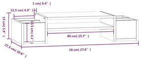 Βάση Οθόνης Γκρι 70 x 27,5 x 15 εκ. από Μασίφ Ξύλο Πεύκου - Γκρι