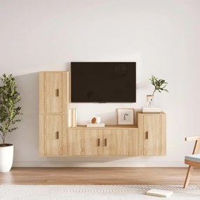 vidaXL Σετ Επίπλων Τηλεόρασης 4 Τεμαχίων Sonoma Δρυς Επεξ. Ξύλο