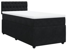 vidaXL Κρεβάτι Boxspring με Στρώμα Μαύρο 80 x 200 εκ. Βελούδινο