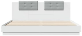 vidaXL Πλαίσιο Κρεβατιού με Κεφαλάρι/LED Λευκό 200 x 200 εκ.