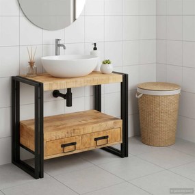 vidaXL Ντουλάπι νιπτήρα Καφέ 71 x 33 x 58 εκ. Στερεό ξύλο μάνγκο