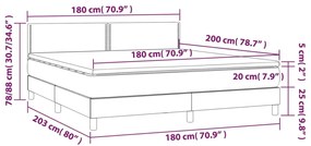 vidaXL Κρεβάτι Boxspring με Στρώμα Μπλε 180x200 εκ. Υφασμάτινο