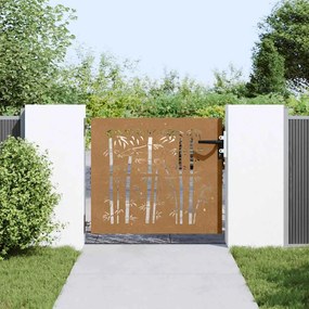 vidaXL Πόρτα Κήπου από Μπαμπού με Σχέδιο από Ατσάλι Corten 85x100 εκ.
