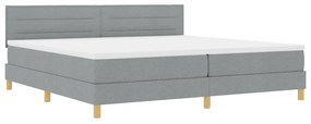 vidaXL Box Spring Bed με Στρώμα Ανοιχτό Γκρι 200x200 cm Ύφασμα