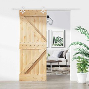 vidaXL Συρόμενη Πόρτα Φυσικό και Λευκό 85 x 210 cm