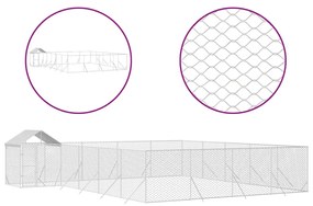vidaXL Κλουβί Σκύλου Εξ. Χώρου με Οροφή Ασημί 10x8x2,5 μ. Γαλβ. Ατσάλι