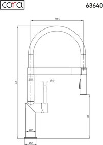 Cora 63640 Inox Black - Μπαταρία Κουζίνας με Ντους
