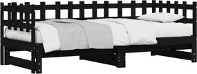 vidaXL Καναπές Κρεβάτι Συρόμενος Μαύρος 2x(90x190) εκ. από Μασίφ Πεύκο