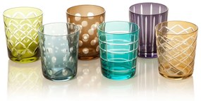 Soft Drink Glass POLS POTTEN σετ 6 τεμαχίων διαφόρων χρωμάτων, σκαλιστό 140-230-083-083