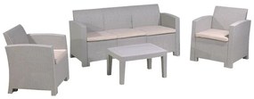 WOODWELL Ε353,1SAVANNA Set Σαλόνι Κήπου Βεράντας  K/D, PP-UV Sand Grey Μαξιλάρια Μπεζ Table+Sofa 3Seater+2 Armchairs Ε353,1