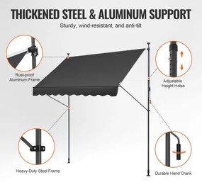 VEVOR 98x47" Patio Awning Retractable Patio Canopy Sunsetter with Crank Handle