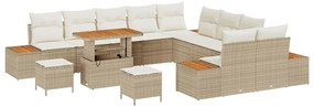 vidaXL Σετ Καναπέ Κήπου με μαξιλάρι 13 pcs Μπεζ Πολυ ράταν