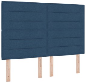 vidaXL Κρεβάτι Box Spring με Στρώμα & Πάγκο Μπλε 140x200 cm Υφασμάτινο
