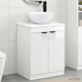 vidaXL Σετ Επίπλων Μπάνιου Γυαλιστερό Λευκό Επεξεργασμένο Ξύλο