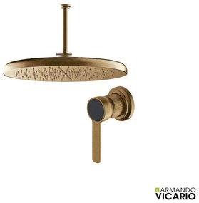 Armando Vicario LUMIERE Μίκτης εντοιχισμού 1 εξόδου &amp; Ανακλινόμενη κεφαλή anticalcare Ø30εκ &amp; μπράτσο οροφής 20εκ Antique Brass